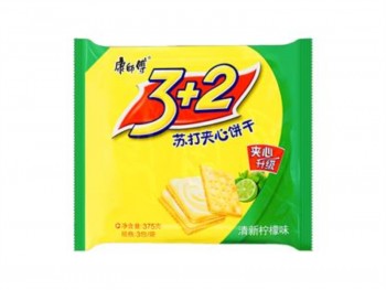 康师傅 3+2 苏打夹心饼干 柠檬味 375克